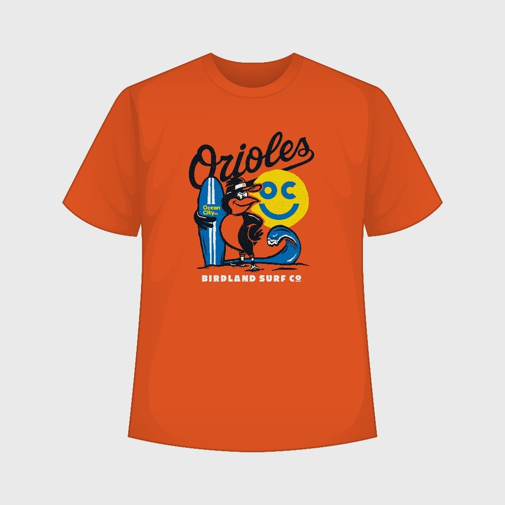 Baltimore Orioles OC Ocean City Birdland Surf Co SGA Adult Medium T-Shirt